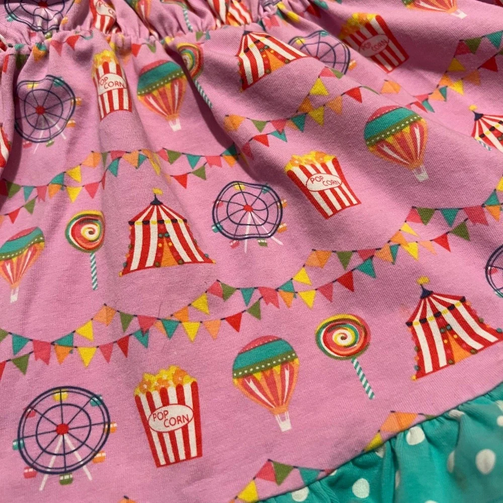 Matilda Jane Girls Pink Circus Carnival Print Ruffle Dress 12-18M